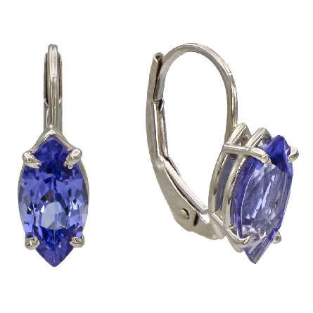 14K White Gold 10x5mm Marquise Lever Back Earrings w/2Tanzanite=2.03ctw  #2534