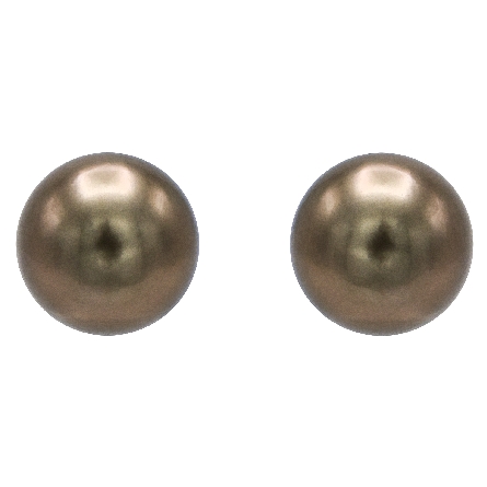 14K Yellow Gold 10.5-11mm Enhanced Chocolate Tahitian Pearl Stud Earrings 