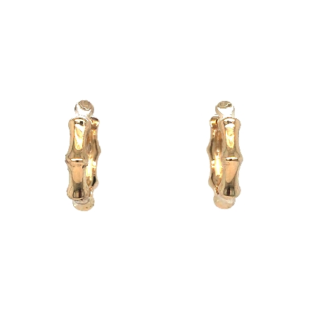14K Yellow Gold Bamboo Hoop Earrings #ME004993