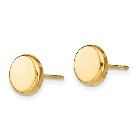 14K Yellow Gold Leslies 6.6mm Polished Button Post Earrings 1.32gr #LE2047
