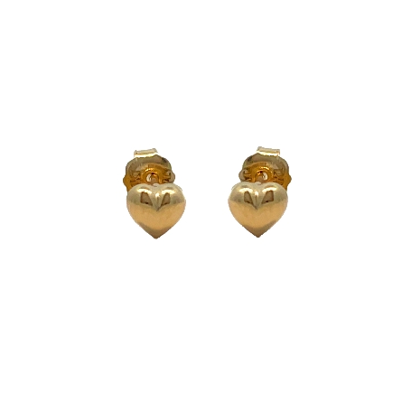14K Yellow Gold Small Puff Heart Stud Earrings .40gr #E17411