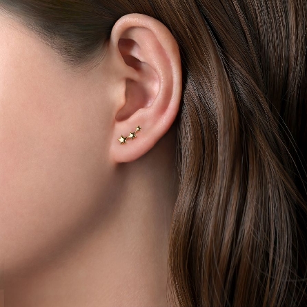 14K Yellow Gold Gabriel Graduating Stars Curved Stud Earrings #EG14014Y4JJJ (S1436331)