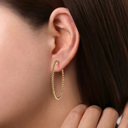 14K Yellow Gold Gabriel Bujukan Bead 40mm Classic Hoop Earrings #EG13930Y4JJJ (S1743895)