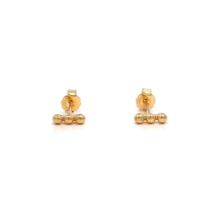 14K Yellow Gold Beaded Bar Post Earrings .50gr #E17406