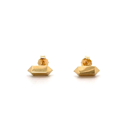 14K Yellow Gold Elongated Hexagon Post Earrings .70gr #E17402