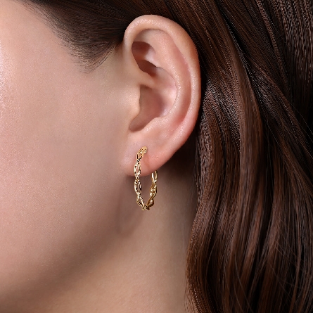 14K Yellow Gold Gabriel 25mm Twist Classic Hoop Earrings #EG13911Y4JJJ (S2322713)