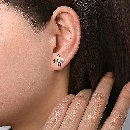 14K Yellow Gold Gabriel Plain Quatrefoil Stud Earrings #EG14134Y4JJJ (S0273225)