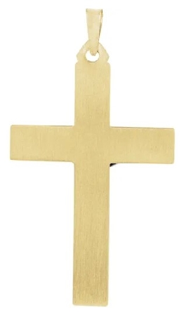 14K Yellow and White Gold Square Edges 37.6x22mm Crucifix Pendant #R16243