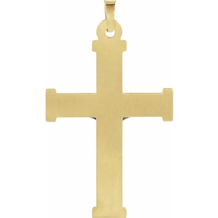 14K Yellow and White Gold 25.3x18mm Block Edge Crucifix Pendant #R16151