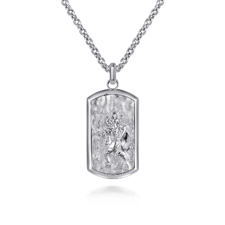 Sterling Silver 36x18.5mm Saint Christopher Dog Tag Pendant (Chain Not Included) #PTM6550SVJJJ (S1789960)