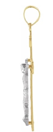 14K Yellow and White Gold Open Latice 31x19.7mm Crucifix Pendant #R41098