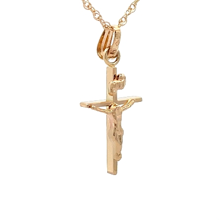 14K Yellow Gold Crucifix Pendant on 18inch Rope Chain #KP797