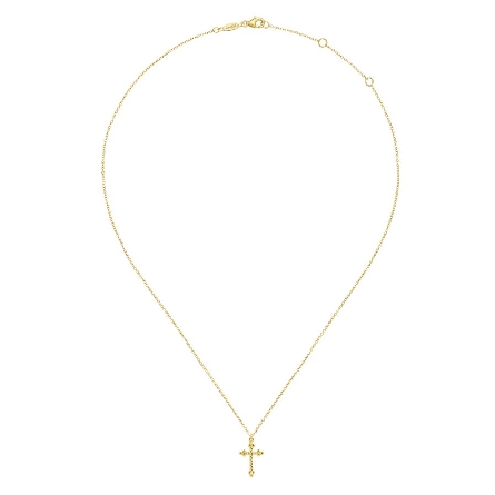 14K Yellow Gold Twisted Rope Cross Pendant on 15.5-17.5inch Adjustable Chain #NK6492Y4JJJ (S2722630)