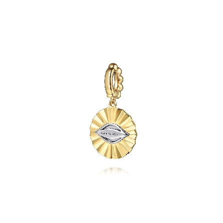 14K Yellow and White Gold Bujukan Diamond Cut Evil Eye Medallion Enhancer Charm w/Diams=.20ctw SI2 H-I #PT7558M45JJ (S2328825)