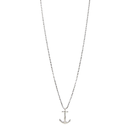 Stainless Steel Matte Anchor Pendant on 22inch Round Box Chain #SP116