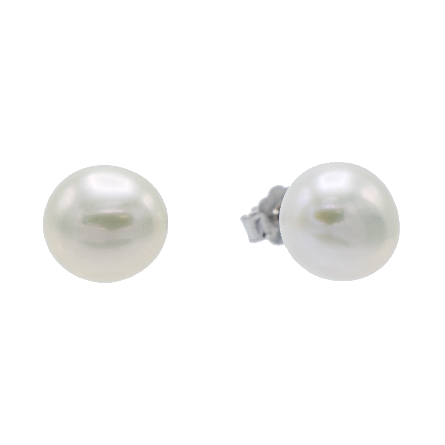 Sterling Silver 8.9mm Cultured Fresh Water Pearl Stud Earrings