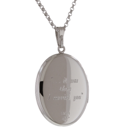 Sterling Silver Oval Footprints Locket on 20inch Chain Engraved   It Was Then I Carried You   #F1241