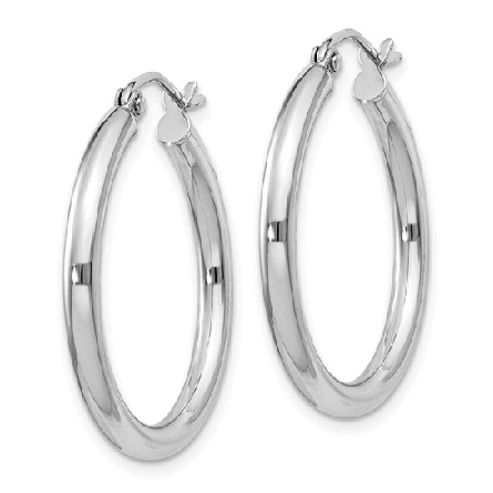 Sterling Silver Rhodium Plated 25x2.5mm Round Hoop Earrings #QE4385