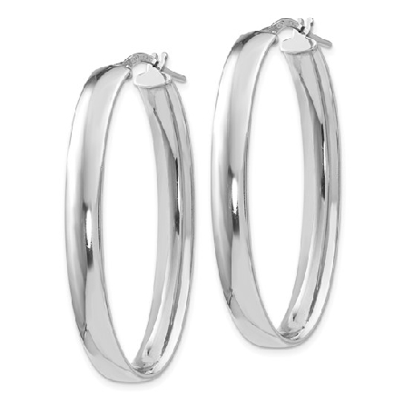 Leslies Sterling Silver Polished 40x18mm Oval Hinged Hoop Earrings #QLE266