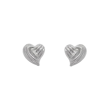 Sterling Silver Eteched Puff Heart Earrings 3.30gr #AGE17134