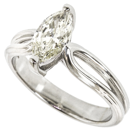 14K White Gold Estate Split Shank Engagement Ring w/1 Marquise Diam=1.01apx SI L-M Size 6.75