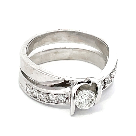 14K White Gold Estate Criss Cross Engagement Ring w/1Diamond=.50apx SI H-I and 10Diamonds=.50apx VS-SI H-I Size9.5 7.1dwt