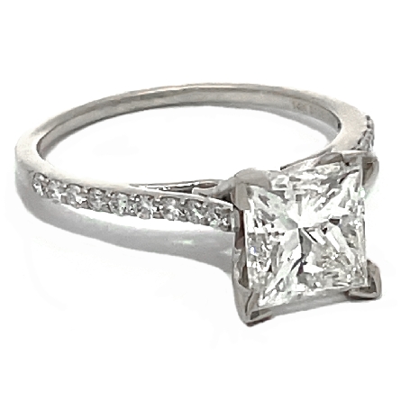 14K White Gold Estate Diamond Engagement Ring w/1Princess=2.02apx VS2 J-K and 20RD=.22apx SI H-I Size6.5 1.4dwt