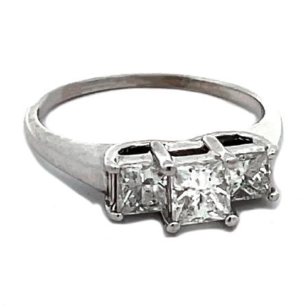 Platinum Estate 3 Stone Ring w/1 Princess-cut Diam=.40apx and 2 Princess-cut Diams=.50apx SI2 I-J Size 5.75  2.3dwt 