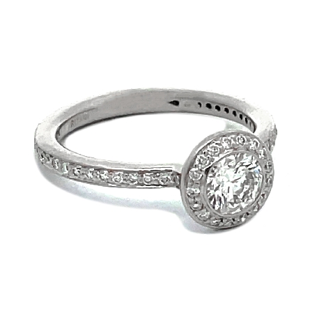 Platinum Estate Halo Engagement Ring w/1Round Diamond=.50apx SI1 H and 59Diamonds=.40apx SI1-SI2 H-I Size 5 2.4dwt