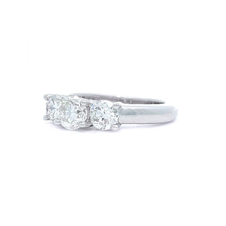 14K White Gold Estate 3Stone 4Prong Diamond Ring Size6.75 w/1Diams=.76apx and 2Diams=.91apx I1 H-I 3.9dwt 