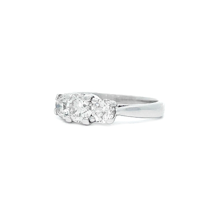 14K White Gold Estate 3Stone Engagement Ring w/3Diamonds=1.01ctw I1 I-J IGI Card Size5.5 2.0dwt