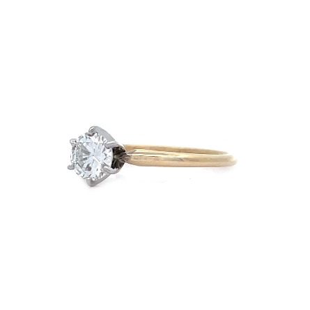 14K Yellow and White Gold Estate 6Prong Solitaire Engagement Ring Size7.75 w/Diams=.58apx SI2 I 1.1dwt 