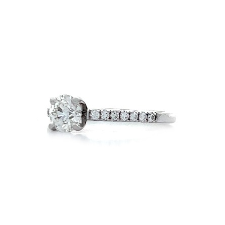14K White Gold Estate 4Prong Classic Engagement Ring w/1 Diamond=.51ct VVS2 H GIA#7152256771 and Diams=.14apx SI H-I Size5.75 1.2dwt