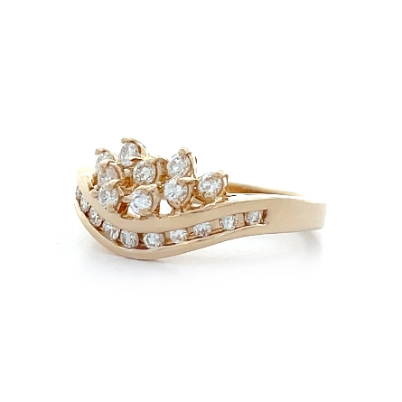 14K Yellow Gold Estate Cluster and Channel Ring w/Diams=.50apx SI I-J Size 6.5   2.7dwt