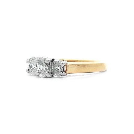 14K Yellow Gold and Platinum Estate 3 Stone Ring w/3 Oval Diams=.46apx SI2-I1 I Size 5.5  2.1dwt 