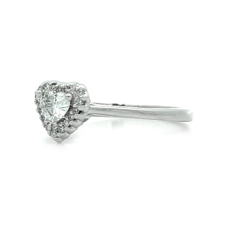 14K White Gold Estate Halo Heart Prong Set Ring w/1Heart Diams=.25apx and Diams=.05apx I1 I Size7.25 1.7dwt 