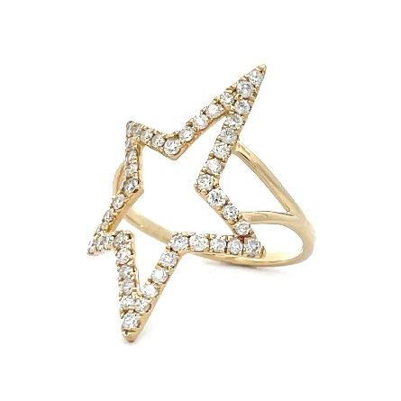 14K Yellow Gold Estate Enlongated Open Star Ring w/45diams=.75apx SI1-SI2 H-I Size8 1.7dwt