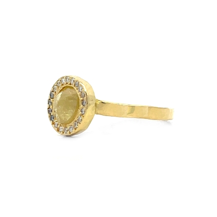 18K Yellow Gold Estate Round Halo Ring Size6 w/Fancy Yellow Rose Cut Diams=.40apx I2  and 20Diams=.20apx SI2 I-J Size6 1.7dwt