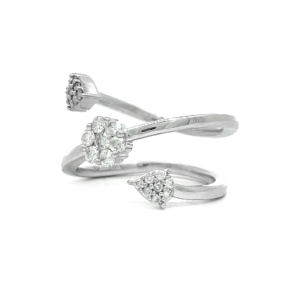 10K White Gold Estate Bypass Arrow Cluster Ring w/Diams=.45apx SI2-I1 I-J Size7 2.8dwt 