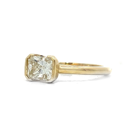 14K Yellow Gold Estate Estate to West Half Bezel Ring w/1 Radiant Diam=1.00ct SI1 I Size6.5