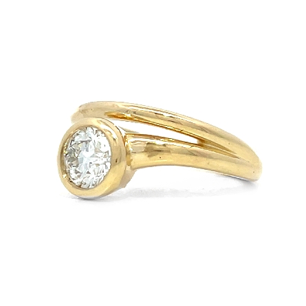 14K Yellow Gold Estate Wrap Around Bezel Ring w/1 Diam=.77ct VVS2 H Size7