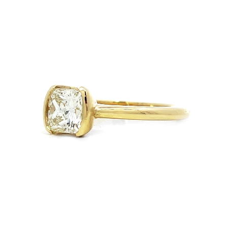 14K Yellow Gold Estate East to West Cushion Half Bezel Engagement Ring w/1 Cushion Diamond=1.09ct SI1 K Size7