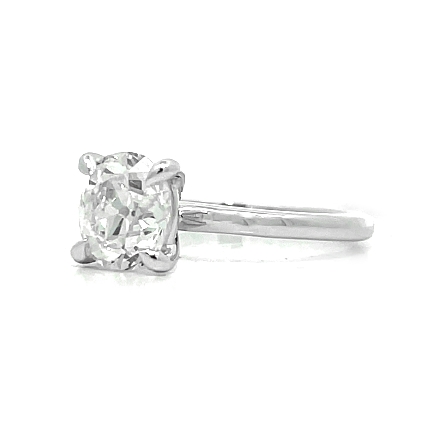 14K White Gold Estate Solitaire 4Prong Engagement Ring w/1 Old Mine Cushion Diamond=1.89ct VS2 J Size6.75