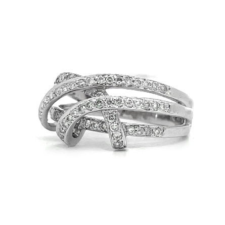 18K White Gold Estate 2Row Crossover Band w/62Diams=.62apx SI1-I1 I-J Size6.75 3.5dwt 