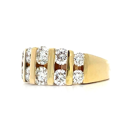 14K Yellow Gold Estate Vertical Channel Double Row Band w/Diams=2.00ctw SI H-I Size7 