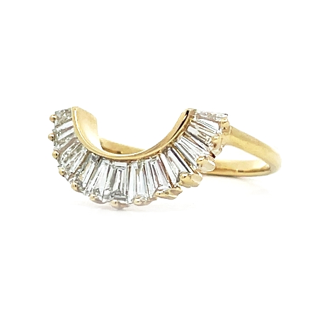 14K Yellow Gold Estate Curved Band w/13Tapered Baguette Diams=1.33apx VS H-I Size6.25 1.6dwt 