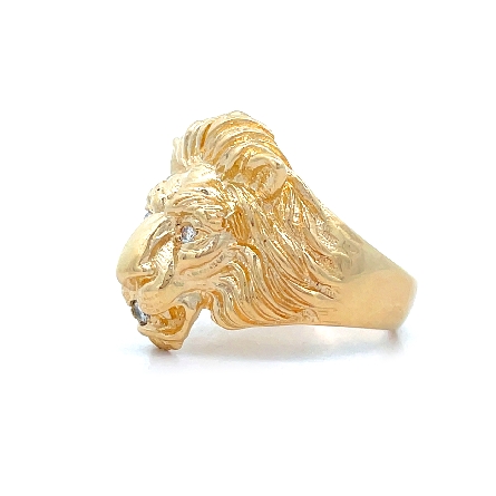 10K Yellow Gold Estate Lion Head Ring Size9.75 w/3Diams=.06apx VS-SI1 H 6.8dwt