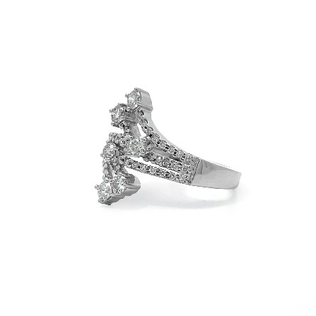14K White Gold Estate Multi Row Bypass Ring w/49Diams=0.82apx VS-I1 H-I Size8.75 2.7dwt 