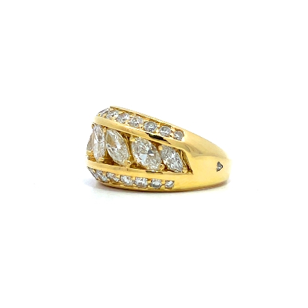 18K Yellow Gold 3 Row Prong Set Band w/7Marquise Diams=1.30apx and 26Round Diams=.70apx VS-SI1 H-I-J Size5.5 6.5dwt 