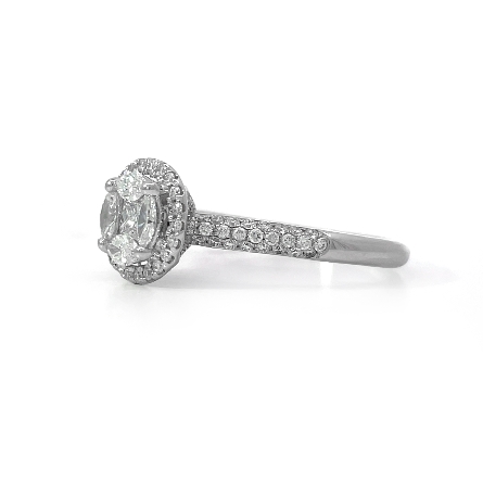 14K White Gold Estate Halo Cluster Engagement Ring w/99Diams=1.01ctw VS-SI H-I Size9 2.1dwt